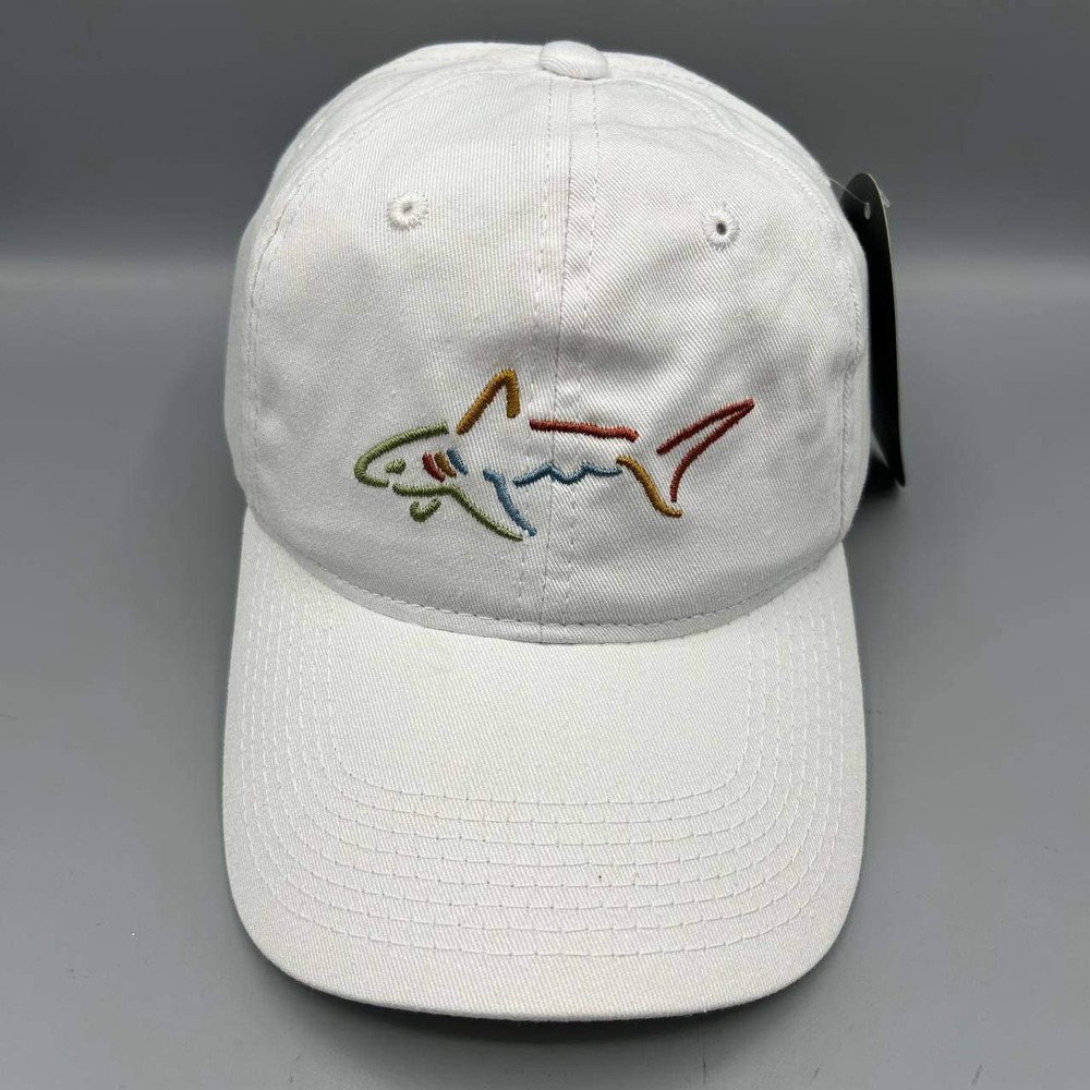Greg Norman Golf Hat Men White Embroidered Strap Back Cap Cotton New